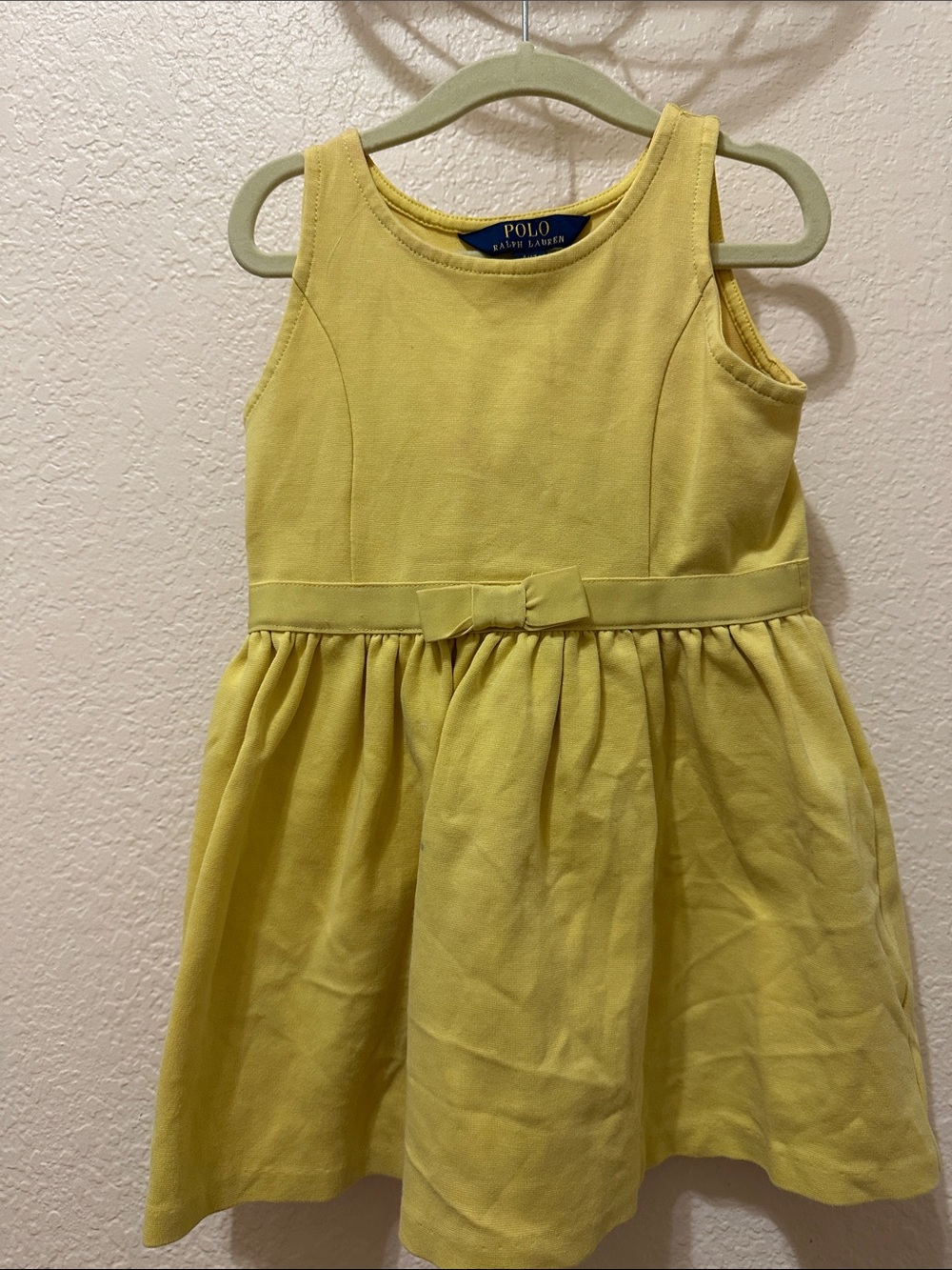 Polo by Ralph Lauren Girls Yellow Sleeveless Bow-Waist Dress